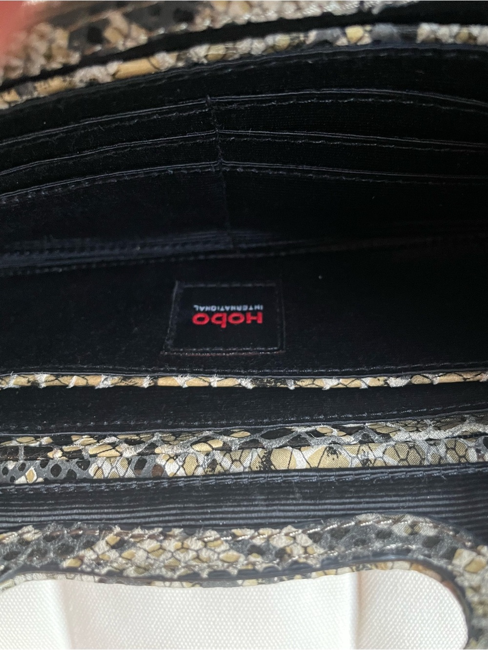 HOBO Black and Cream Snake-Print Clutch - Picture 4 of 5